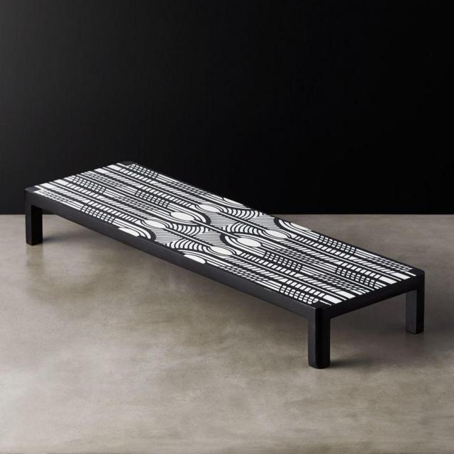 Plume Black and White Raised Serving Platter