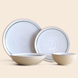 Coupe 4-Piece Place Setting - Toasted | Green Banded