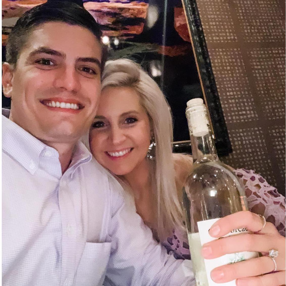 We're Engaged! Our celebration dinner we were sent on by Hanna, Brad and Kiki at Ruth Chris' Cakebread Wine Pairing Night. It was amazing!