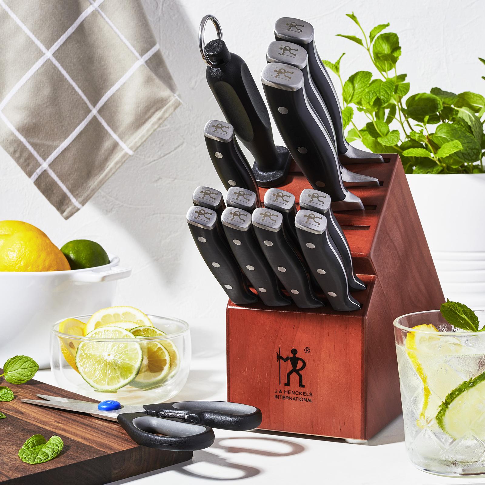 Henckels Forged Accent 20 Piece Self-Sharpening Knife Block Set, Off-White  Handles