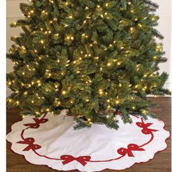 Mud Pie Candy Cane Lane Collection Embroidered Appliqued Red Bow Tree Skirt | Dillard's