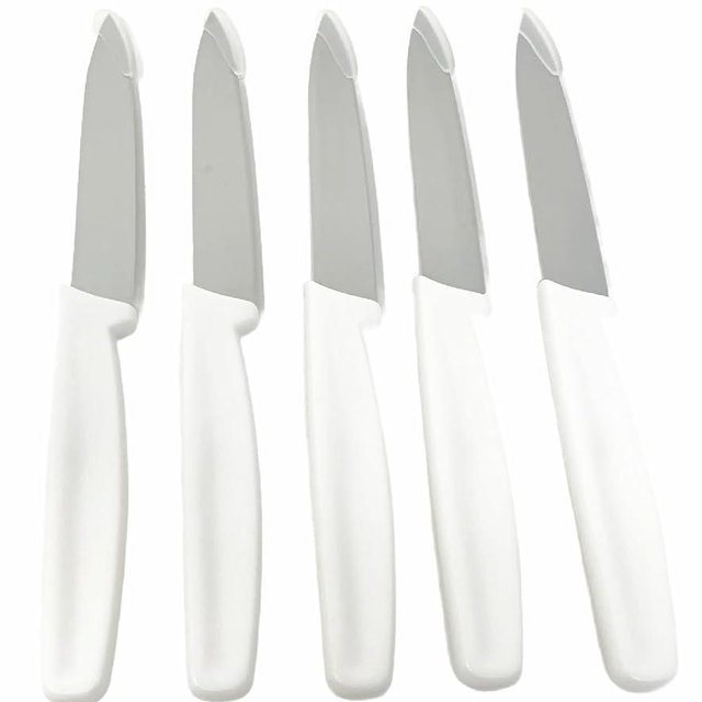 5 Pack - 4" Commercial Kitchen Paring Knives - White Handles, Razor Sharp