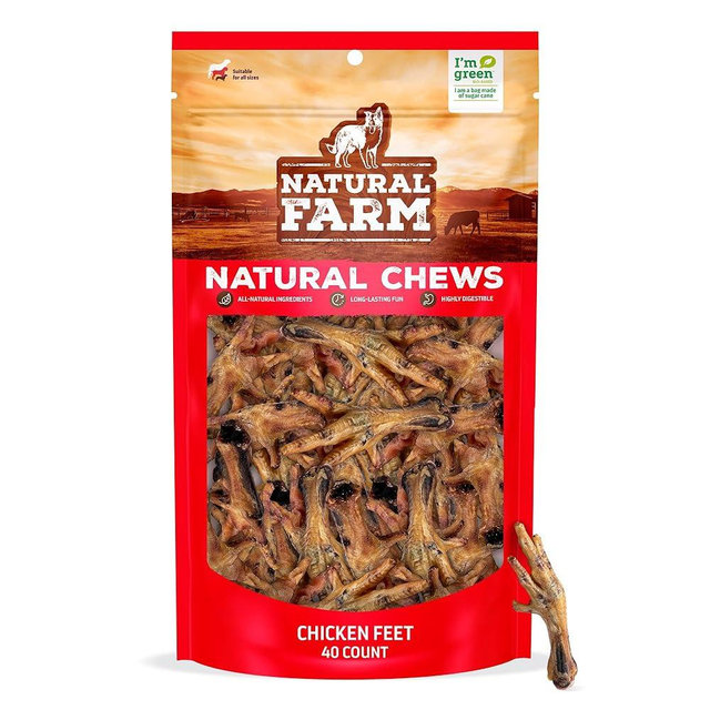 Natural Farm Nail-Free Chicken Feet Dog Treats (40 Pack), 100% Free-Range Air Dried Chicken Feet, No Nails, Fully Digestible, High Protein, Low Calorie, Joint Support, Single Ingredient