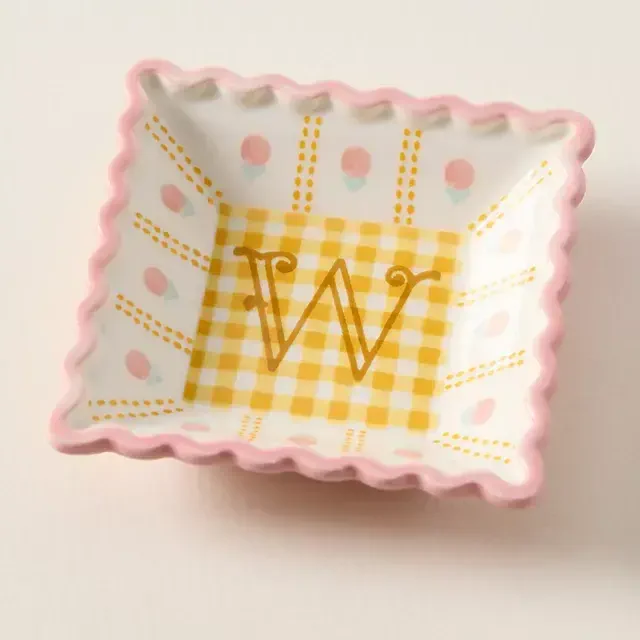 Georgia Monogram Stoneware Trinket Dish