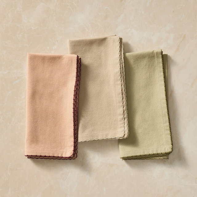 Picot Edge Napkin, Set of 4, Gray