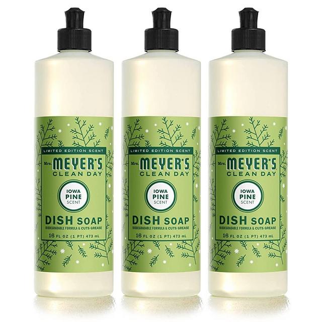 Mrs. Meyer's Clean Day Dishwashing Liquid Dish Soap, Cruelty Free Formula, Limited Edition Iowa Pine Scent, 16 oz - Pack of 3