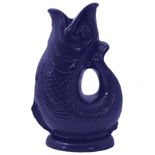 Wade Ceramics Extra Large 11" Gluggle Jug Fish Pitcher - Cobalt