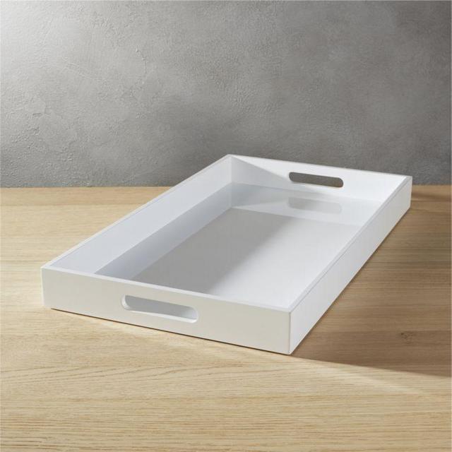 hi-gloss rectangular white tray