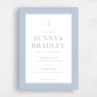 Denim Blue Wedding Invitation - Fable Portrait