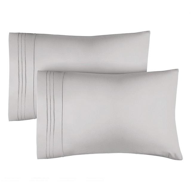 CGK Linens Pillowcase Set of 2 Soft Double Brushed Microfiber in Light Grey, Size King