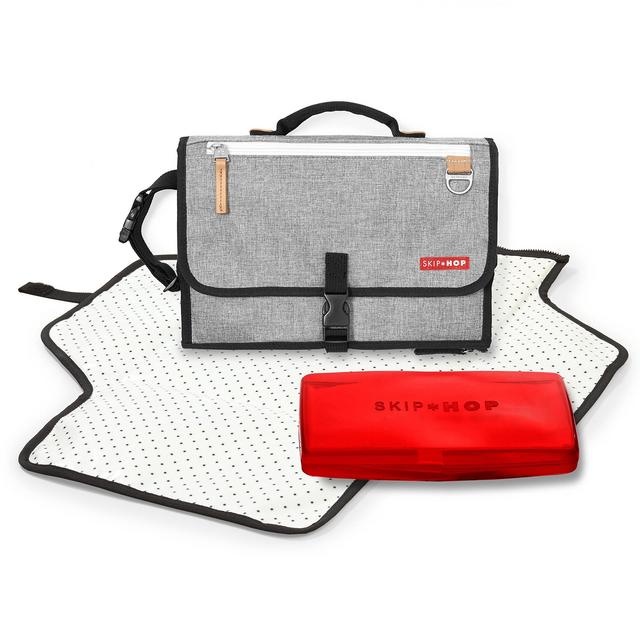 Skip Hop Pronto Signature Portable Changing Mat, Cushioned Diaper Changing Pad with Built-in Pillow, Grey Melange