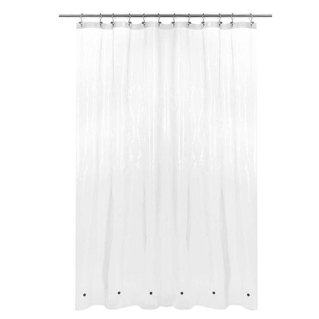 Long Shower Curtain/Liner with 78 inches Height - 6 Magnets on Bottom, PEVA, Waterproof, PVC Free, Metal Grommets, Clear, 72x78