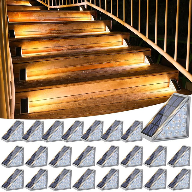 VOLISUN Solar Stair Lights 24 Pack, Solar Step Lights Outdoor Waterproof IP67, LED Outdoor Step Lights