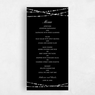 Black Wedding Menu - Moonlight