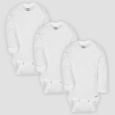 Gerber Baby Organic Cotton 3pk Long Sleeve Onesies Bodysuit with Mitten Cuff - White