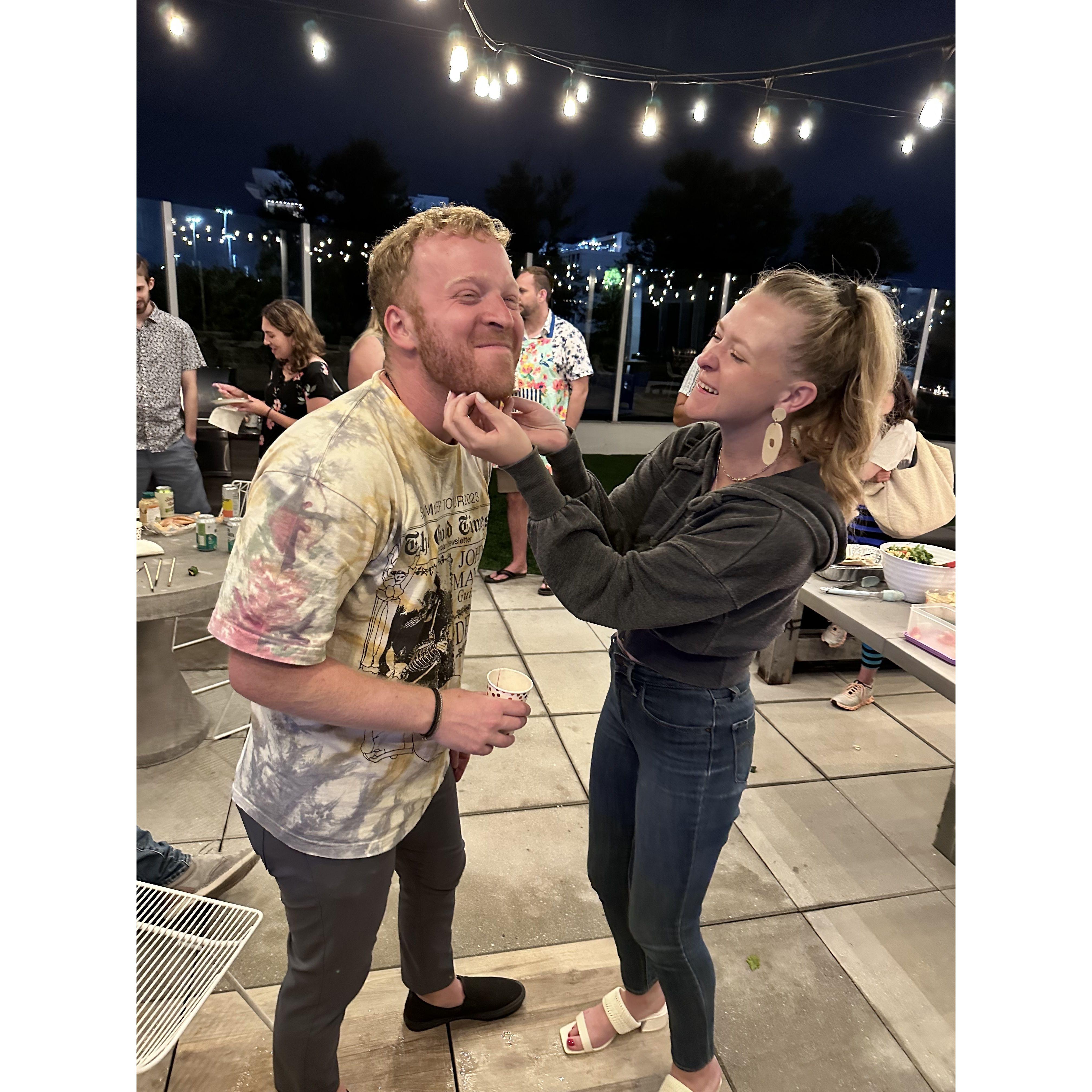 Kimi teasing Matthew at a friend's birthday party