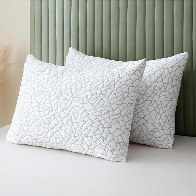 BPC Rayon Derived from Bamboo Pillows King Size Set of 2 - Adjustable Shredded Memory Foam Pillow with Removable Cover Medium Firm Pillow for Side Stomach and Back Sleepers, CertiPUR-US