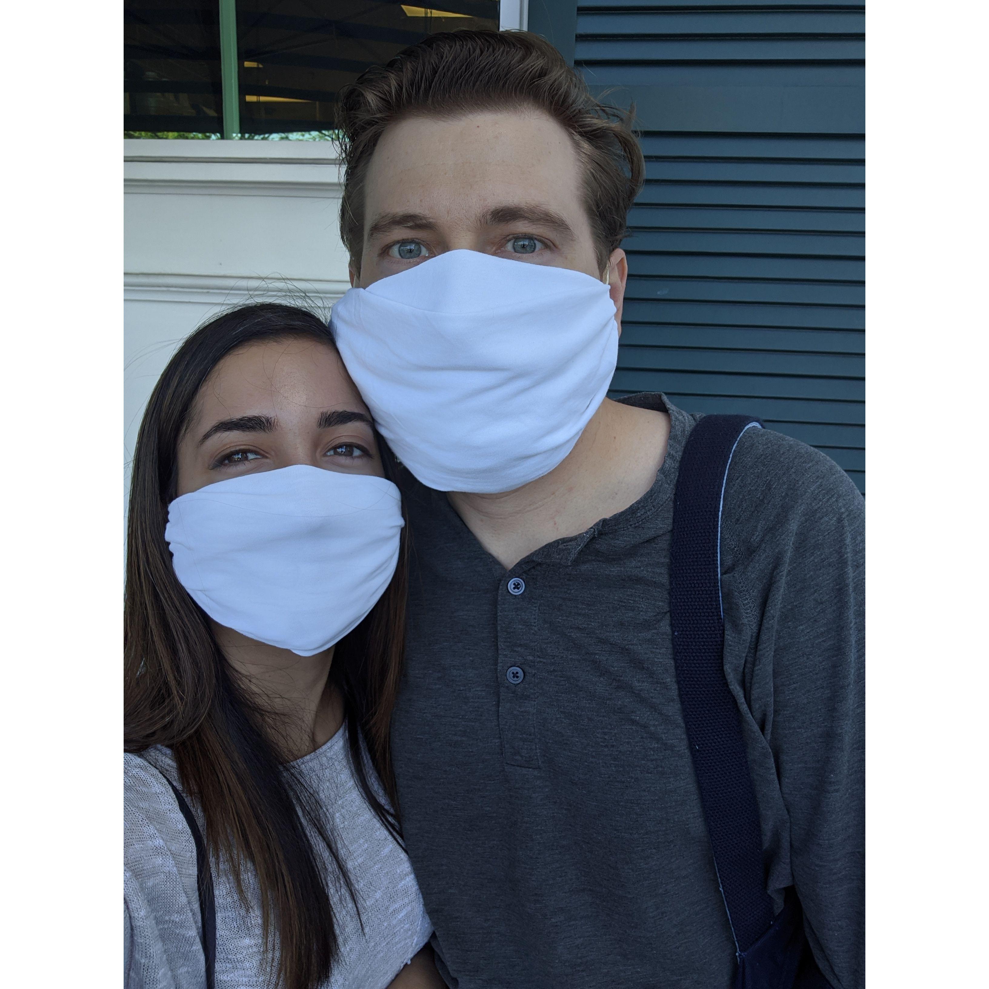 Our first homemade COVID masks
