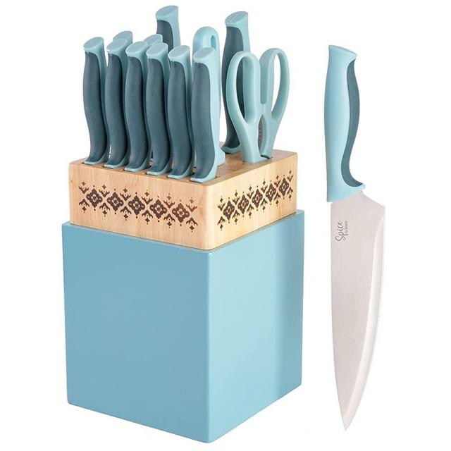 Spice by Tia Mowry Savory Saffron 14 Piece Cutlery Set - Aqua Blue