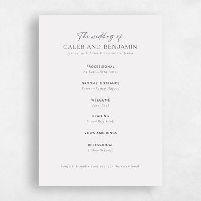Grey Simple Wedding Program - Oakbrook