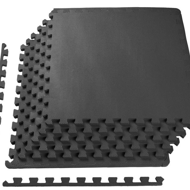 BalanceFrom Puzzle Exercise Mat with EVA Foam Interlocking Tiles, Black
