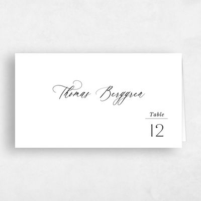 White Typography Wedding Place Card - Andros
