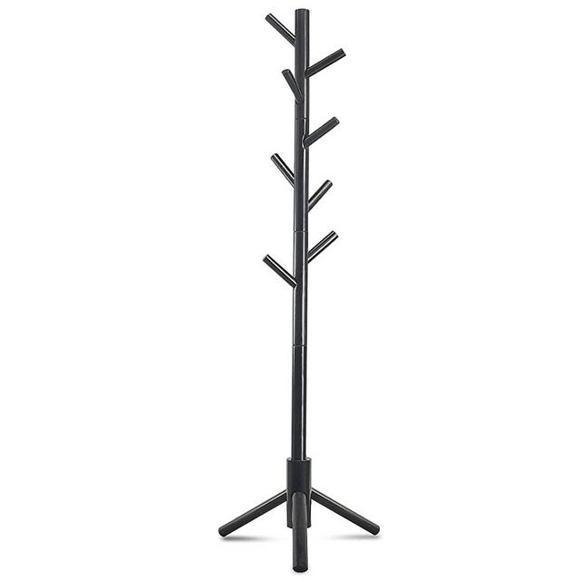 Haddockway Wooden Coat Rack Stand with 8 Hooks New Zealand Pine Adjustable Coat Standing Tree Easy Assembly for Coats, Hats, Scarves and Handbags for Entryway, Hallway, Bedroom, Office