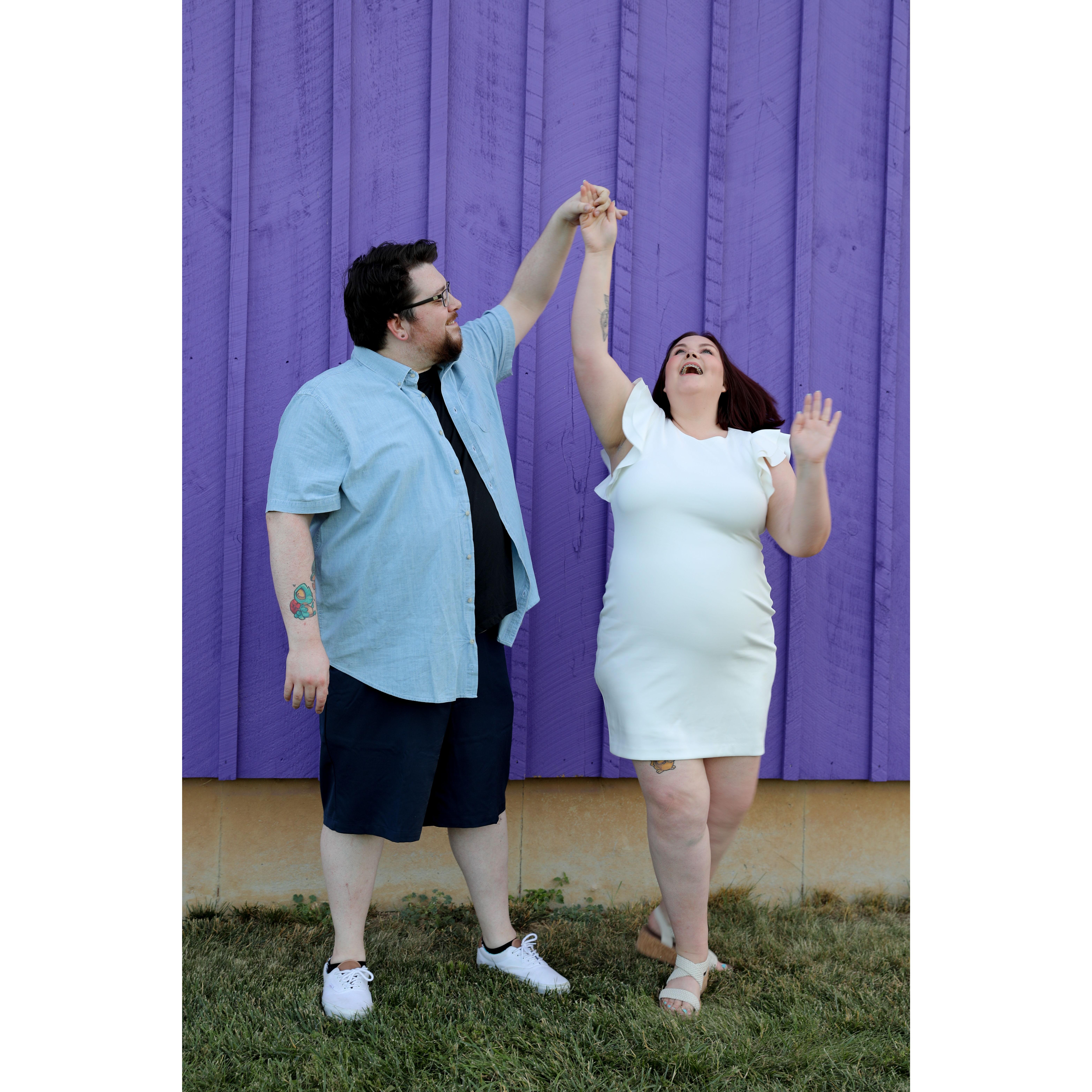 Engagement photoshoot at Sunset Ridge Lavender Farms. Photographer was Bloom Photography, LLC