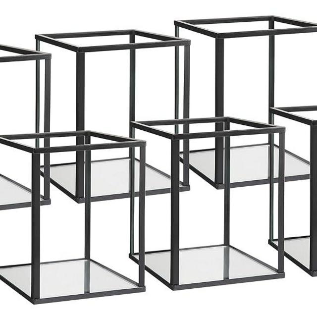 yshengood Glass Hurricane Candle Holder Set of 6 PCS, 4.9 x 3.9 inches Short and Mini Black Glass Candle Holder for Tea Light