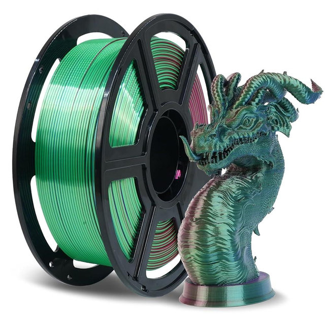 FLASHFORGE Silk Tri-Color Filament, Red, Blue and Green 3 in 1 Coextrusion Silk PLA Filament 1.75mm, 3D Printer Filament Color Change 1kg(2.2lbs) Spool, Dimensional Accuracy +/- 0.02mm