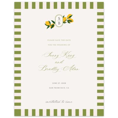 Green Wedding Digital Save the Date - Limone Portrait