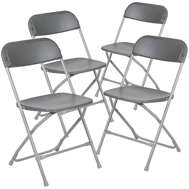 Flash Furniture Hercules Series Plastic Folding Chair - Grey - 4 Pack 650LB Weight Capacity Comfortable Event Chair-Lightweight Folding Chair
