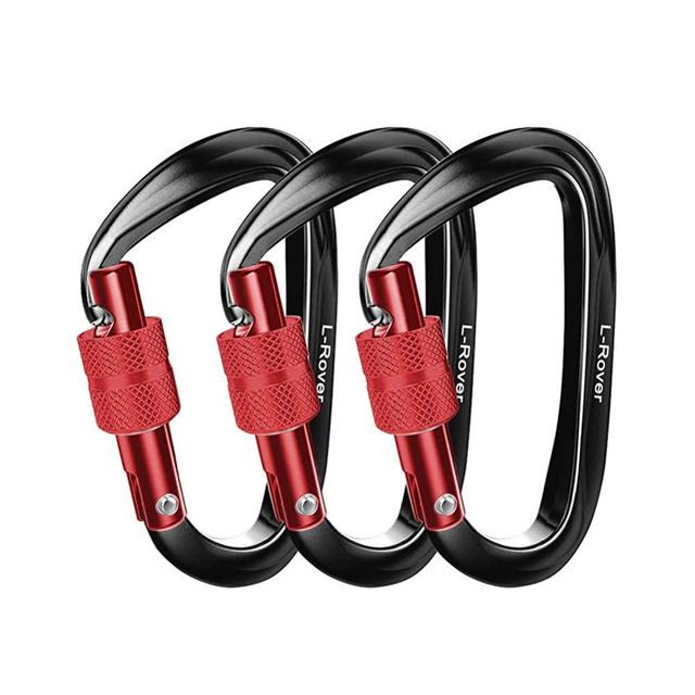 L-Rover Locking Carabiner Clips, Heavy Duty Caribeaners, x3/12kN/2645-pound Rating for Hammocks, Swing,Locking Dog Leash and Harness, Camping, Key Chains,Hiking & Utility