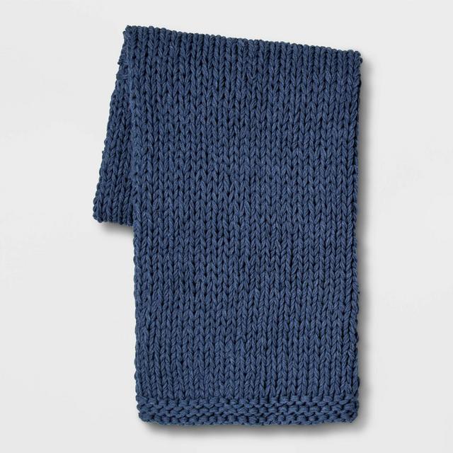 Chunky Knit Throw Blue - Threshold™