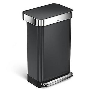 simplehuman® 45-Liter Rectangular Step Trash Can with Liner Pocket in Black