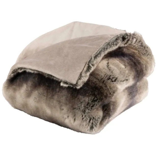 Lavish Home 60x70in Faux Fur Blanket, Gray/Brown