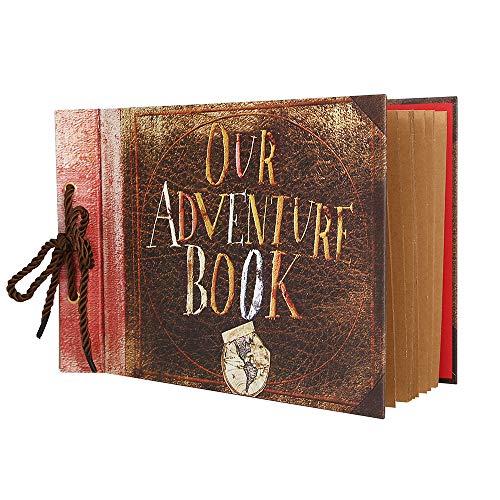 Our Adventure Book Pixar Up Handmade DIY Scrapbook Photo Album 80 Pages, Retro Album, Anniversary and Wedding Memory Book, Suitable for Lover, Friends and Kids（40 Sheets）