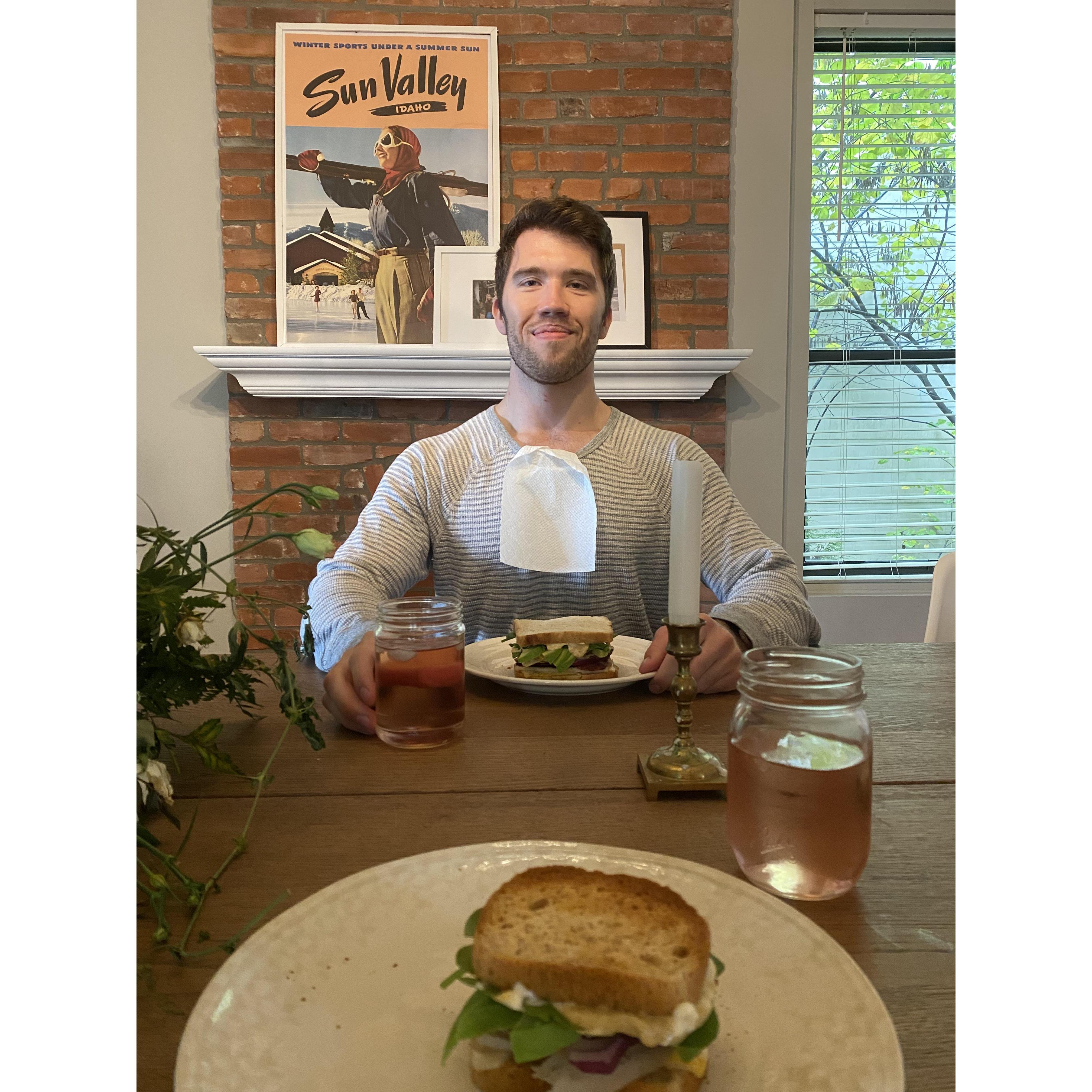 formal sandwich lunch at Lindsay's house
