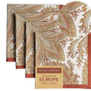 Maison d'Hermine Cloth Napkins Set of 4 100% Cotton Everyday Reusable Square Napkins Cloth Washable, Dinner, Party, Wedding, Restaurant (Kashmir Paisley, 20" x 20")