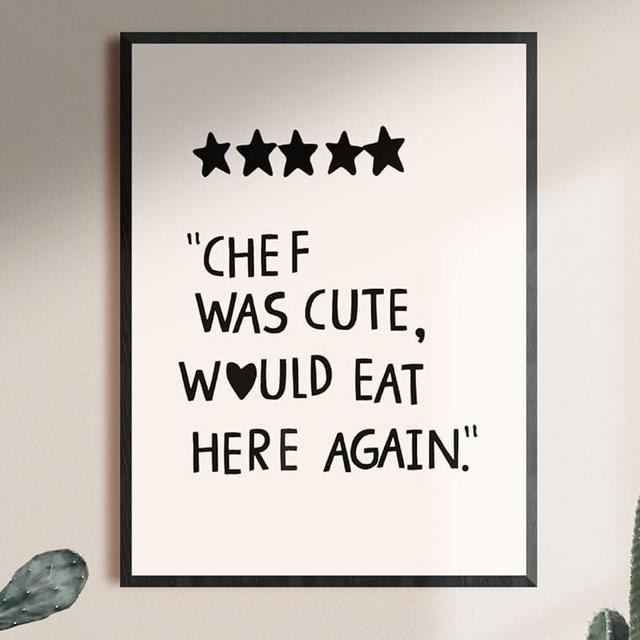 MINI ZOZI Kitchen Wall Art Decor 12X16 Canvas Trendy Large Chef Was Cute Would Eat Here Again Poster Prints Food Quotes Heart Decoration Aesthetic Dorm Room Walls Print Big Posters Black