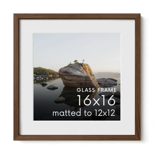 Haus and Hues Oak Picture Frame with Glass, Walnut, 16x16