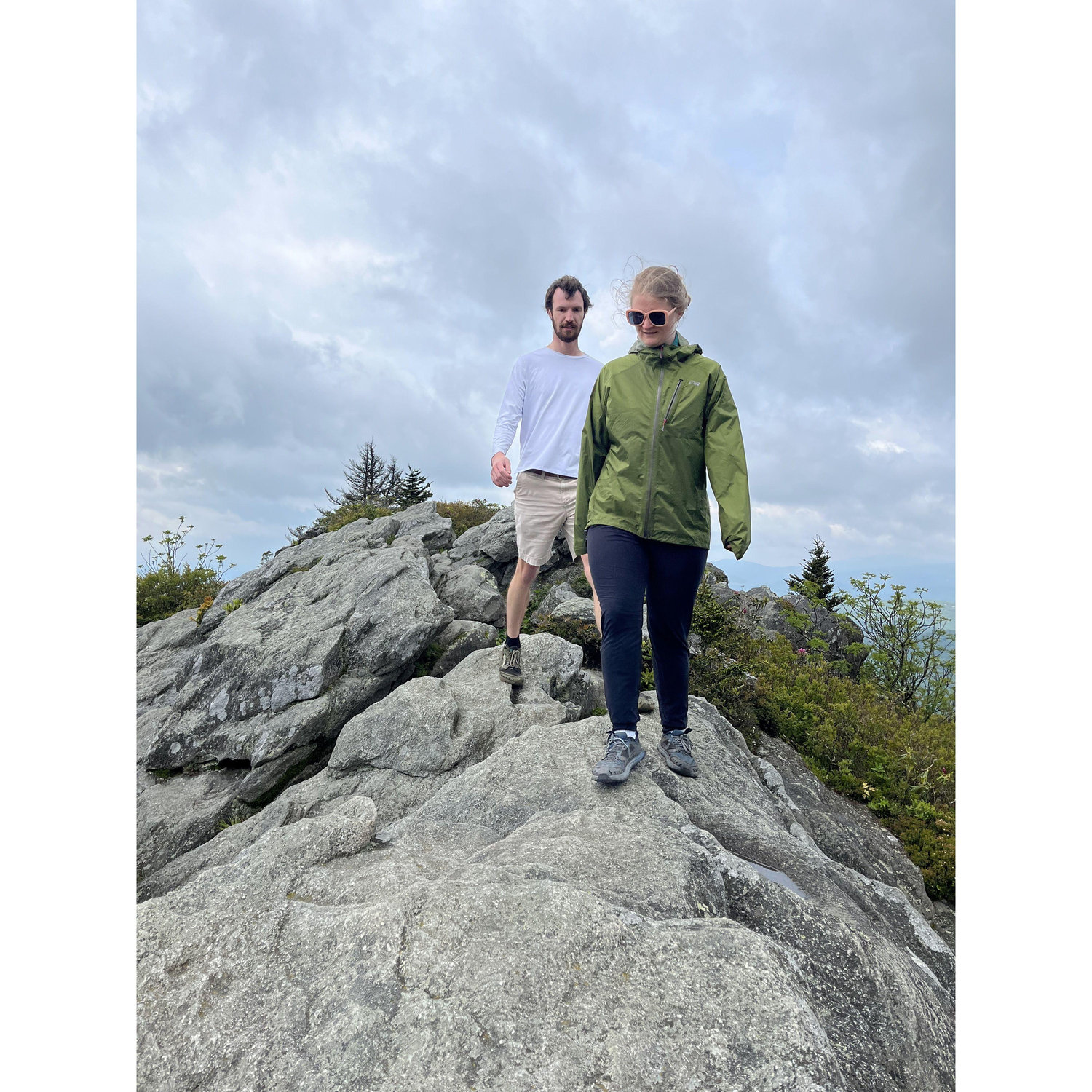 Trying not to get blown off Grandfather Mountain