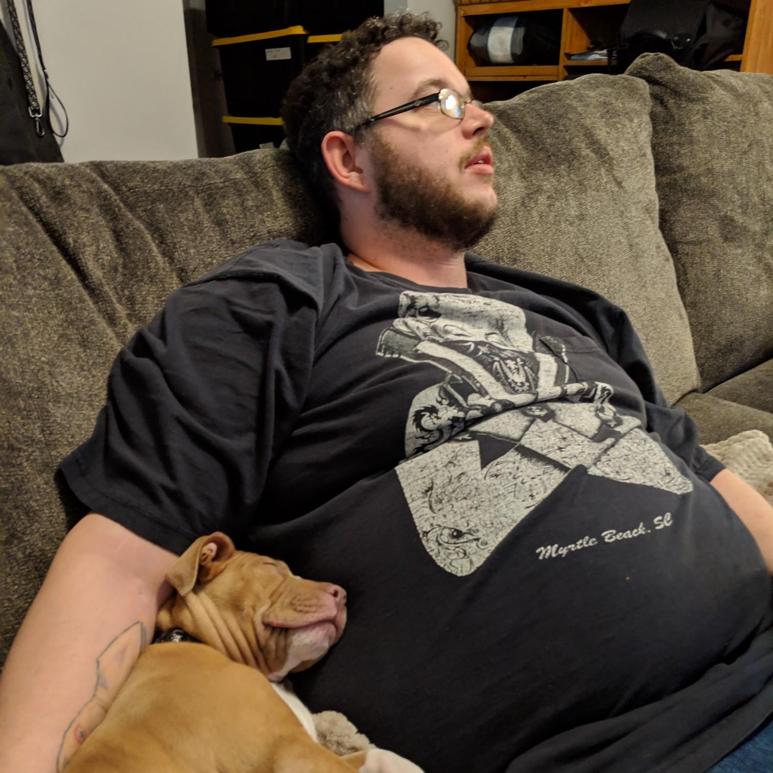 Just a man and his napping pup!