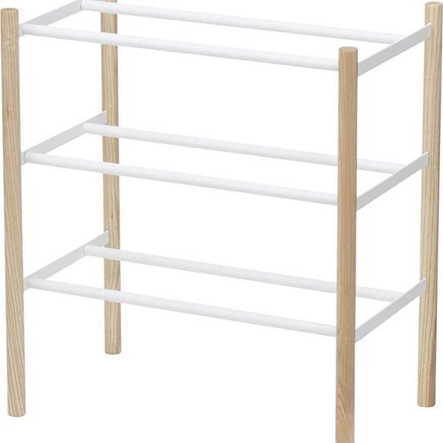 YAMAZAKI home Plain Expandable 3-Tierd Shoe Rack White,