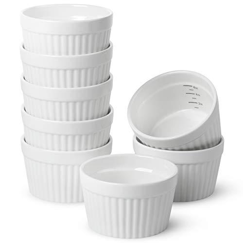 BTäT- Ramekins, Set of 8, Ramekins for Baking, Ramekins 6 oz, Ramekin with Measurement Markings, Creme Brulee Dishes, Souffle Cups, Custard Cups, Ceramic Bakeware, Souffle Dish, Small Ceramic Bowl