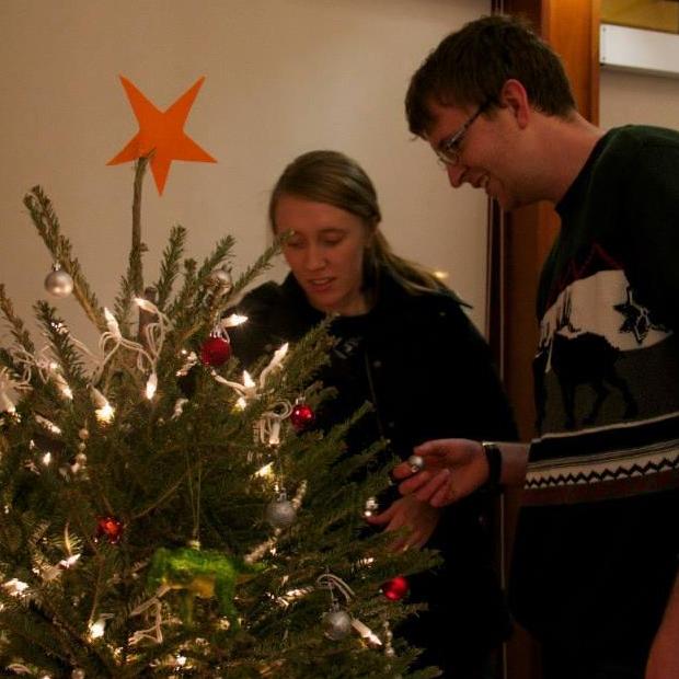 Tour Guide Christmas Party 2015. Putting the final touches on our dorm room Christmas tree.