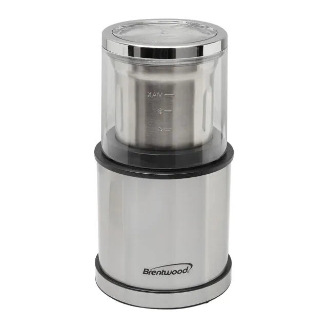 Brentwood® 75-Gram Electric Stainless Steel Wet-and-Dry Coffee Bean, Herb, and Spice Grinder with 2 Removable Bowls, CG-162S