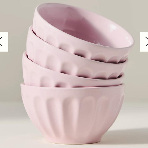 The Amelie Latte Stoneware Cereal Bowls, Set of 4 - Petal, Set Of 4
