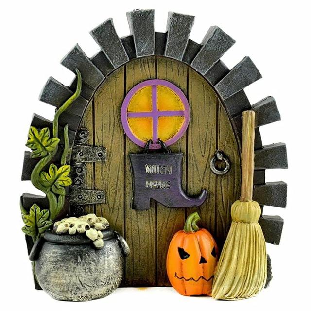 SYTZ Miniature Fairy Garden Halloween Witch Home Door w/Cauldron