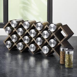 18-Jar Spice Rack with Stainless Caps